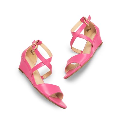 Image of DREAM PAIRS Women's Low Wedge Sandals Ankle Strap Heel Sandal Open Toe Wide Dress Summer Shoes
