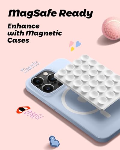amBand Magnetic Suction Cell Phone Mount, Sticky Grip Double Sided Mirror Window for iPhone Case, Gym Bathroom Kitchen, Hands-Free for Makeup FaceTime Shower Relaxation with MagSafe Accessories, White