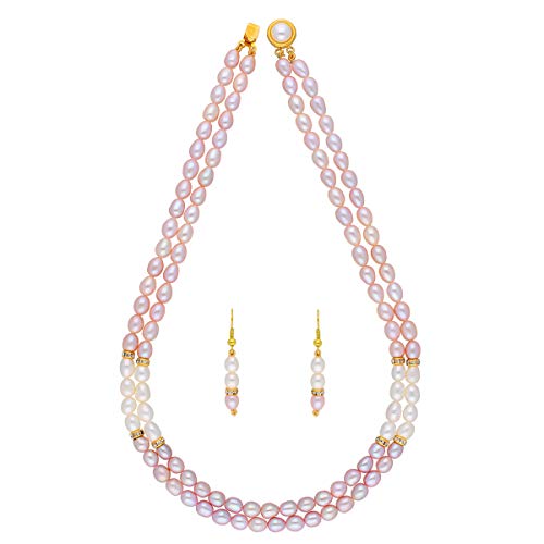 Image of Sri Jagdamba Pearls Dealer Crusty Pearl Necklace Set for Women and Girls | With Certificate of Authenticity AA Quality