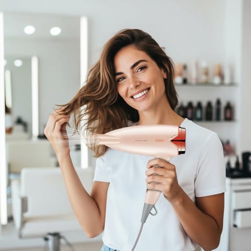 Image of VGR V-428 Foldable Hair Dryer for Men & Women | 1200 /1600W DC Motor | Cool Shot Button & 2 Speed Settings | Detachable Rear Cover | Overheat Protection | Hanging Loop (Pink)