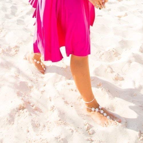 Miniatura 5 de Flower Barefoot Sandals, Boho Beach Wedding Shoes, Women Foot Jewelry, Bridesmaids Gift (.White)