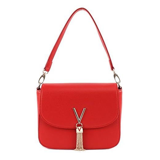 Mario Valentino dam diva axelväska, svart, One Size, Röd (rosso) - 8x17x23 cm (B x H x T)