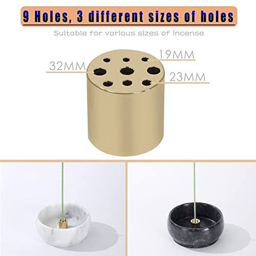 Incense Holder, Incense Burner Ash Catcher With Brass 9 Holes Incense Stick Holder For Home Decor Yoga Spa Madiation (Natural Black Marble) Birthday Gifts For Women #TOP2