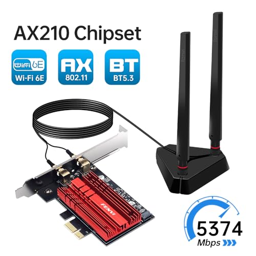 Image of FENVi WiFi 6E PCIe Card with Bluetooth 5.3, AX5400 Tri-Band Desktop Adapter Expands to 6GHz Band Supports MU-MIMO, OFDMA, Ultra-Low Latency Compatible with Windows 10 /11 (Low-Profile Bracket Included)