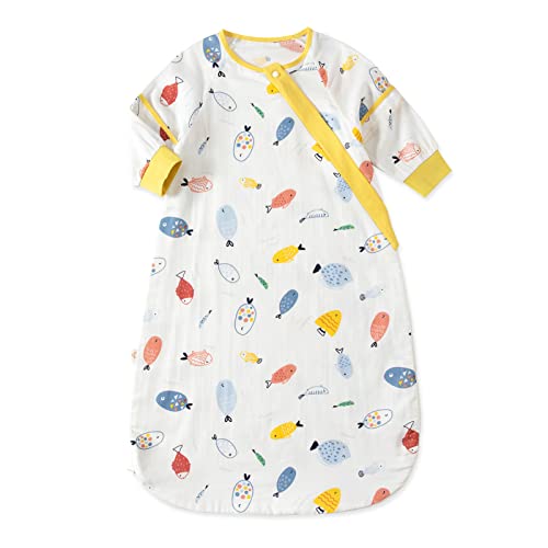 Saco de Dormir Bebé Algodón100% Verano Pijama 0.5 Tog Extraíbles Mangas Saco de Dormir Mono Niños Niñas 1-4 años