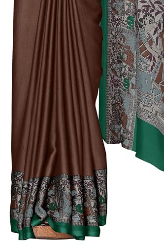 Image of MIRCHI FASHION Saree for Woman Chiffon Madhubani Print | Breathable Comfortable Printed Saree for Office and Regular Use (Available in 15 Designs)