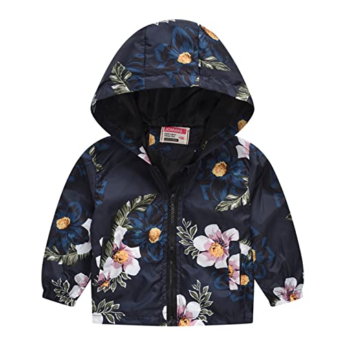 Toddler Girl Boy Windbreaker Long Sleeve Fall Coat Thin Jacket Casual Zip Hooded Jacket (Black, 3-4 Years)