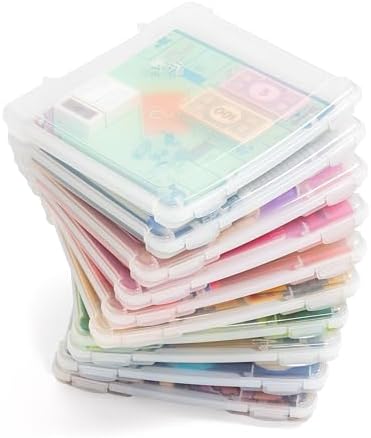 IRIS USA Board Game Storage Craft Organizer Box with Snap-Tight Latch Lid, 10-Pack Portable Plastic Case Bin for Puzzles, Magazines, Hobbies, Art Supplies, Fits 8.5