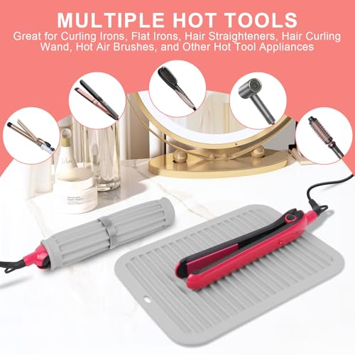 AMIJEAL Large Silicone Heat Resistant Mat for Hair Tools, Curling Iron Flat Iron Hair Straightener Holder Mat, Portable Hot Tools Sleeve Pad for Travel Vanity Salon(11.8" x 9.0") - Image 5