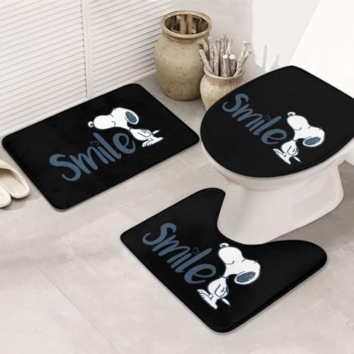 バスセット 滑り止め スヌーピー おしゃれ かわいい アニメ 3点セッ バスマット 便座カバー トイレマット 吸水 洗える 速乾 防臭 人気 漫画 50x80cm