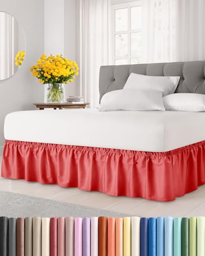 Wrap Around Dust Ruffle Bed Skirt - Red - for