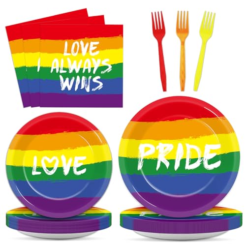 ZOIIWA 96PCS Rainbow Pride Party Decorations Set