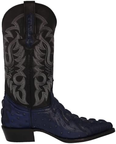 Texas Legacy Mens Denim Blue Western Cowboy Boots Crocodile & Ostrich Print 12 E US Review | Image 1