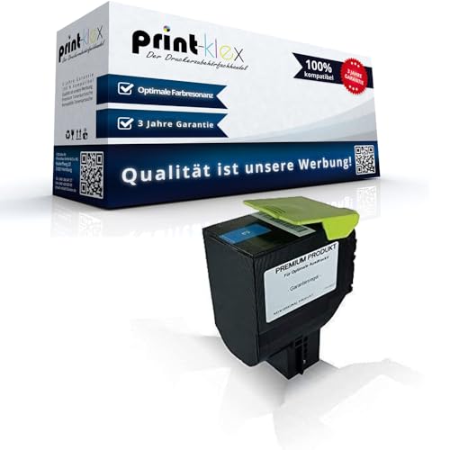 Print-Klex Tonerkartusche Cyan kompatibel für Lexmark 3.000 Seiten CX410de CX410dte CX410e CX510de CX510dhe CX510dthe CX 410 de CX 410 dte CX 410 e CX 510 de CX 510 dhe CX 510 dthe 802HC Cyan C