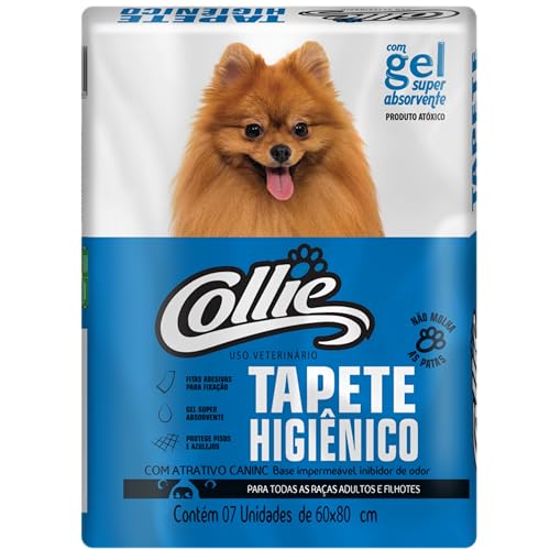 Tapete Higiênico Descartável para Cães, Collie, 7 unidades, Branco, Tamanho total 60cm X 80cm, Taman