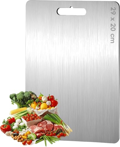 Titanium Cutting Board, Multifunctional Titanium Chopping Board, 304 Stainless Steel Chopping Board Food Grade, Double Sided Kitchen Chopping Boards (29 * 20cm)
