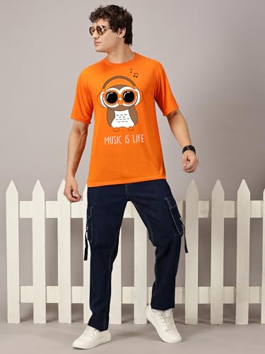 Image of RodZen Oversized | Loose Fit | Half Sleeves Cotton Blend Round Neck T-Shirt for Men