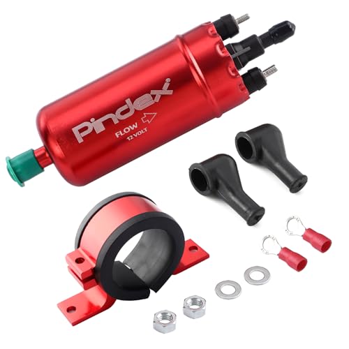 Pindex Bomba de combustible eléctrica de 12 V 0580464070, bomba de combustible de inyección en línea de alta presión 8.5 bar con soporte a prueba de golpes para Alfa Romeo, Fiat, Jaguar, LANCIA, MG