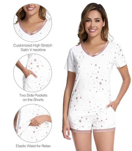 Image of WiWi Viscose from Bamboo Pajamas Set for Women Super Soft Short Sleeve Cooling Summer Plus Size Pjs Sets Sleepwear S-4X