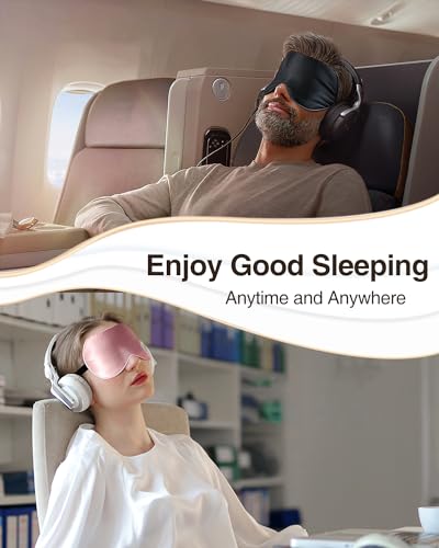 Luxtude Silk Sleep Mask 1OO% Mulberry, Silk Eyes Mask for Sleeping Blackout, Satin Sleep Masks for Women Men, Blindfold Night Eye Masks Eye Covers for Travel, 2 Pack - Thumbnail 6