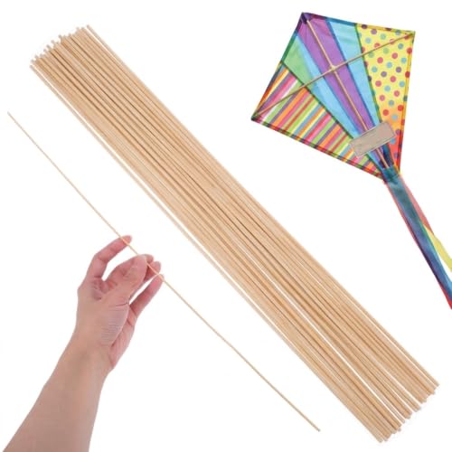 Kisangel 20Pcs Bamboo Kite Sticks, 20.07 Inch Thin Dowels for Crafts