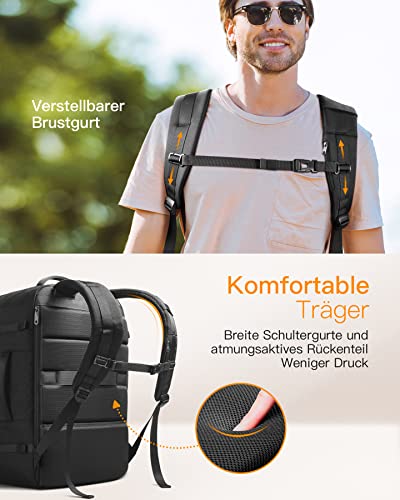 Inateck 42L Supergroßer Handgepäck Reiserucksack Flugzeug Laptop Rucksack für 15,6 Zoll Notebooks, Flug Genehmigt Kabinenrucksack für Weekender