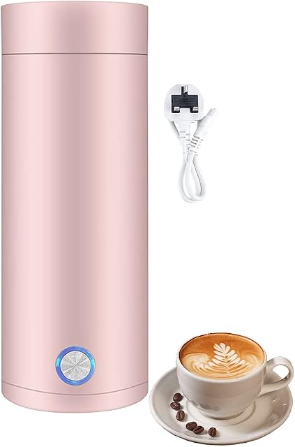 Foreverup Portable Electric Kettle, 3 in 1 Mini Electric Kettle Travel Kettle, 400ML Portable Kettle, Fast Boil and Auto Shut Off Travel Tea Kettle for Tea/Coffee/Baby Milk/Fast Food - Pink