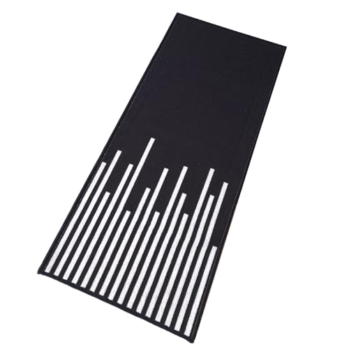 Image of Matz&More Geometric Piano Runner Mat | 50x120 CM | Black White | Nylon Tufted Gel Baking Anti-Slip | Doormat for Home Entrance, Kitchen & Bedroom