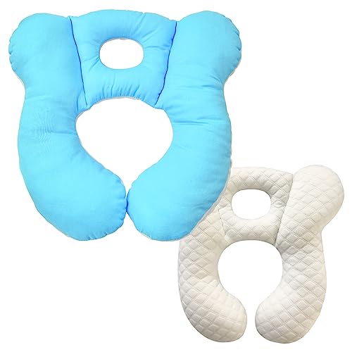 Image of Baby Travel Pillow, Infant Kid's Cushion Soft and Skin Friendly for Car Seat, Pushchair and Stroller (Blue)