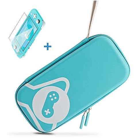 PALPOW Ultra Slim Case and Screen Protector for Nintendo Switch Lite,Portable Hard Shell Travel Carrying Storage bag with 8 Game Cartridges - Turquoise Blue Cover