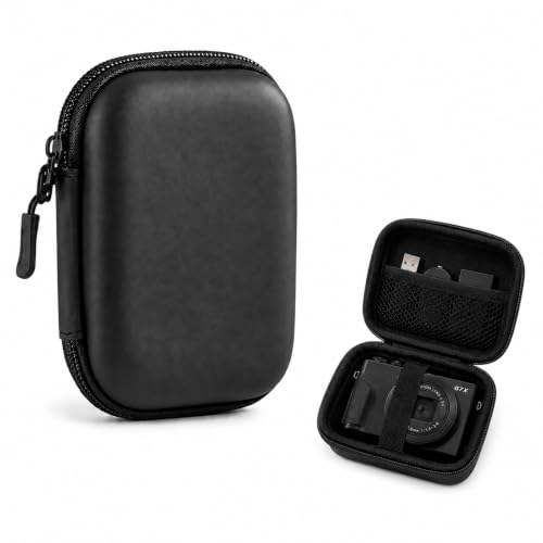 JOVYTH Funda Universal para Cámara Compacta Canon, Estuche Protector Antiaratones con Compartimento de Malla para Cable USB, Interior de Felpa de Cristal de Alta Densidad