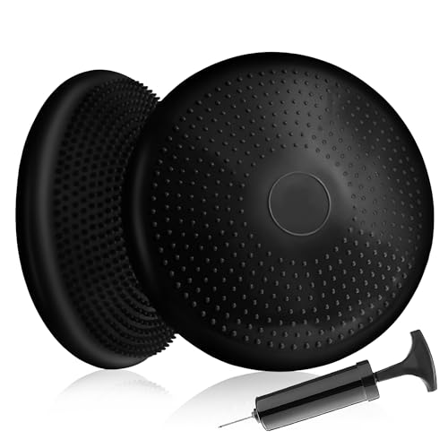 unycos - Cojín de Equilibrio y Yoga Antideslizante de 34 cm con Bombín de Aire, Propioceptivo e Hinchable, Soporte Lumbar, Semi Esfera para Fitness, Pilates y Rehabilitación (Negro; Basic)