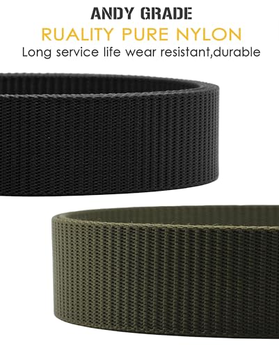 Image of Nylon Tactical Military Men Belt Webbing Canvas Web Belts with Plastic Buckle No Metal Nickel Free, 2 Pack