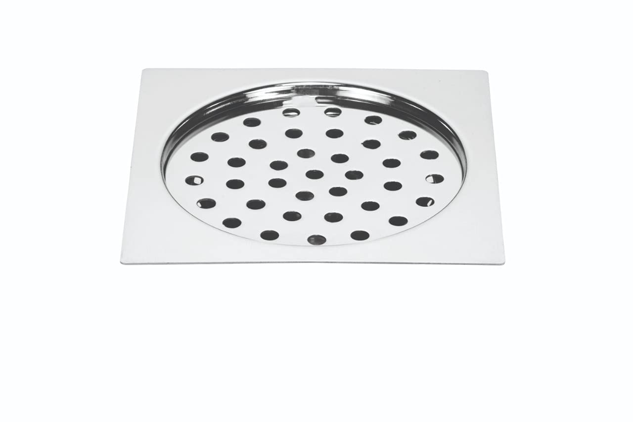 CHILLY-S Square Stainless Steel Floor Drain Grate King & Plain Designs with Lock Function for Wash Basins (5 inches)