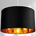 Lámpara De Mesa/Colgante De 14"En Algodón Negro Contemporáneo Con Interior Dorado Brillante...