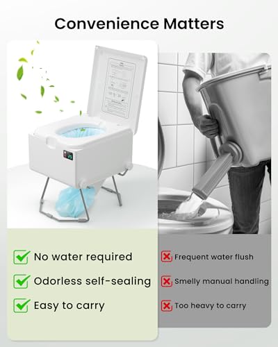 Modiwell Smart Dry Flush Toilet [Odorless, One-Click Automatic Waste Disposal, Self Contained] Rechargeable Portable Waterless Toilet For Rv thumb #4