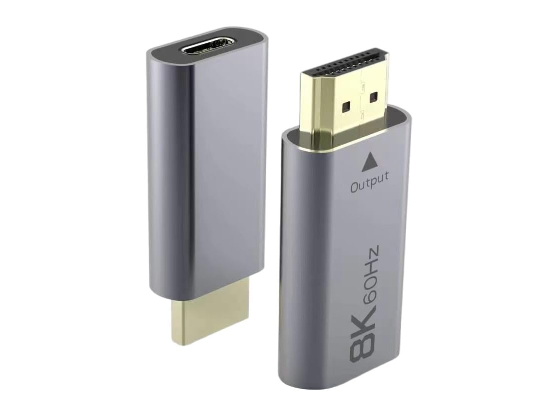 PremiumCord Adattatore da USB-C a HDMI 8K F/M, HDMI 2.1, UHD 8K 4320p 60Hz, 4K 2160p 144Hz, HDR10+, HDCP 2.3, 48 Gbps, Alloggiamento In Alluminio, Grigio Siderale