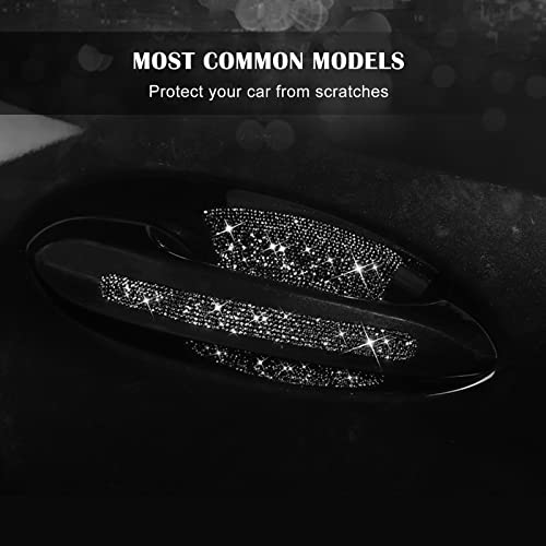 Kingsea 8Pcs Bling Car Door Handle Protector Stickers,Crystal Rhinestone Glitter Car Door Handles Cup Scratch Protectors Decals Universal (Black) #TOP3