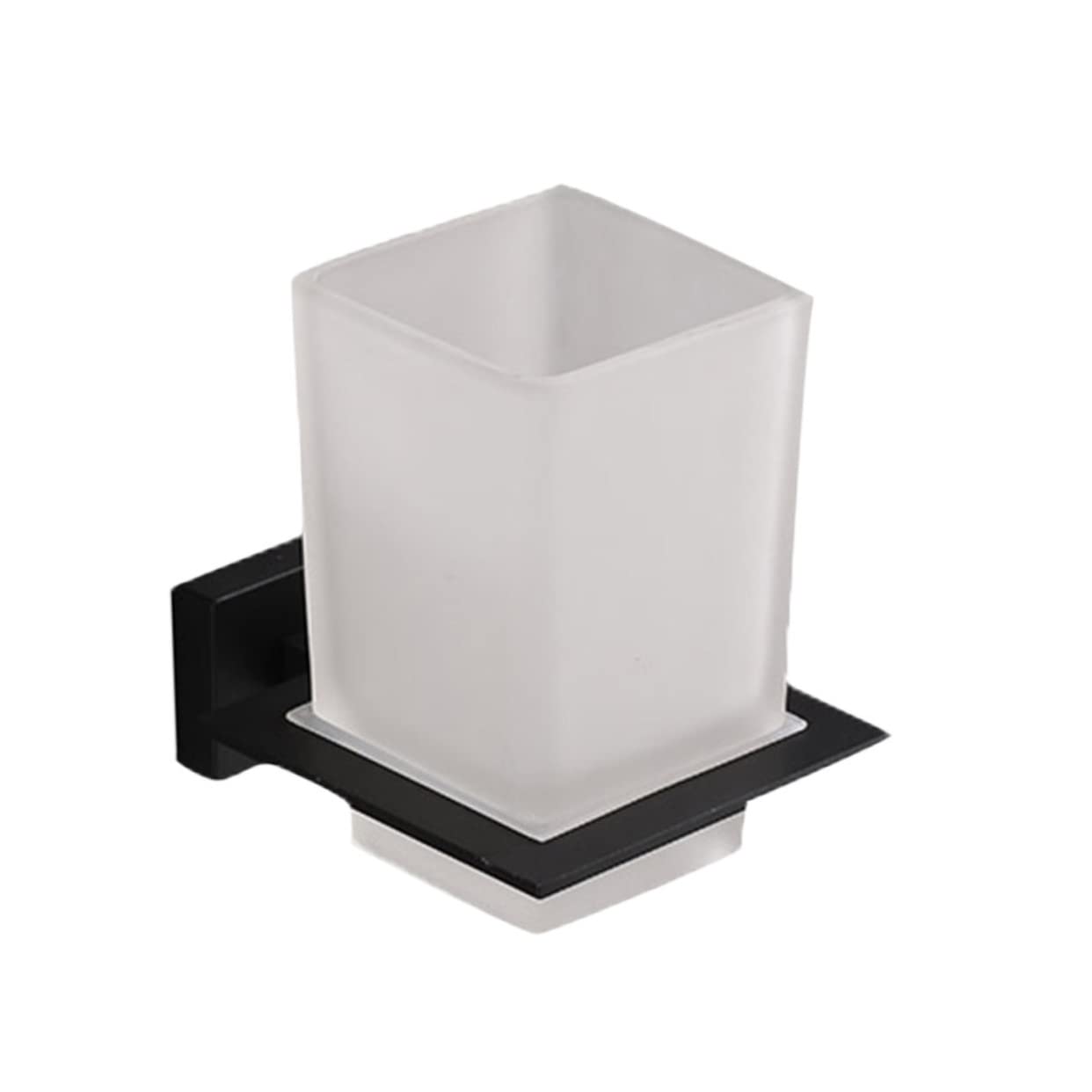 Porta Spazzolini con Bicchiere in Lega di Zinco Nero | Base Antiscivolo, Resistente All’umidità, per Bagno e Cucina, Supporto Ordinato per Spazzolini e Dentifricio