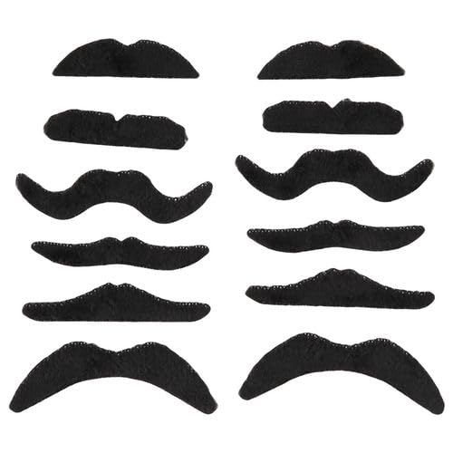 A.K.TRADERS Stickon Moustache For Kids -Set Of 12Pcs Black Fake Moustache | Moustache For Kids Fancy Dress | Moustache For Kids Boys | Moustache For Drama | Fancy Dress For Kids | Fancy Dress For Boys