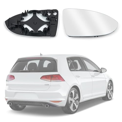 URAQT Cristal Espejo Lateral Derecho Con Calefacción - Wing Mirror Glass Para Golf 7, VW(4060G01) / VW (5G0 857 521) - Repuesto Blanco Asférico