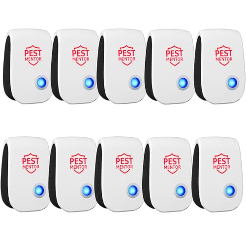 Repelente de control de plagas, paquete de 10 unidades, repelente electrónico ultrasónico, repelente de plagas para interiores, para cucarachas, roedores, ratones, mosquitos, ratones, araña, hormigas