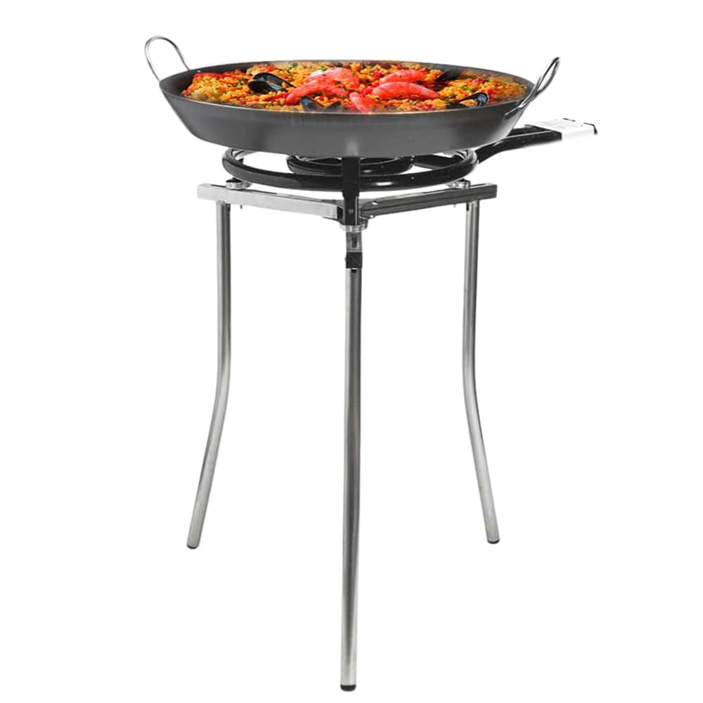 PALUPLUS Bruciatore a Gas per Padelle o Paellera a 2 Fuochi, Diametro 40 cm, Bruciatore in Acciaio Smaltato con Doppio Regolatore di Fiamma, Adatto per padelle da 30 a 60 cm, Potenza 11,4 Kw -4000F