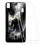 ESACMOT Bedruckte Hülle + 2 Glas Schutzfolie Kompatibel mit Lenovo A7000 Plus, Stoßfeste Weiche Cover & HD Klare Tempered Glass Folie (Monster)