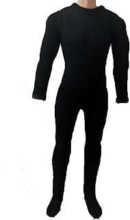 SSbeauty M 1/6 Scale Male Figure Clothes Long Sleeved Bodysuit Undercoat Jumpsuit Cloth for 12' Action Figure Doll Clothes (Black)