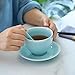 Coffee Mugs Teacups and Saucer Set with Spoon Porcelain Celadon Drinkware (Sky Blue03)
