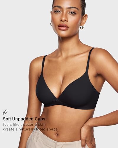 INLYRIC Women's Inbarely Triangle Bralette Comfortable Unlined V Neck Wireless Smoothing Bra Top Stretch3