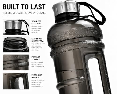 Image of AQUAFIT Sports Water Bottle With Portable Handel With BPA Free Material For Gym,Yoga And Sports Activity Color- (G Black, 2.2 Liter)