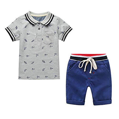 Yilaku ConjuntodeveranoparaniñosropadealgodónConjuntosdecamisetaypantalonescortos