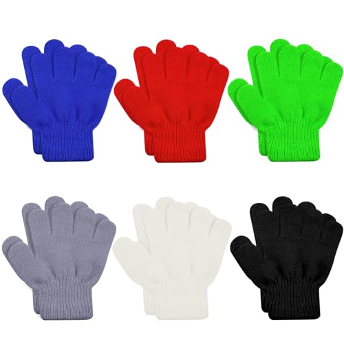 Image of ONESING 6 Pair Baby Gloves Toddler Gloves Toddler Winter Gloves Kids Gloves Winter Stretchy Knit Gloves for Kids Boys Girls
